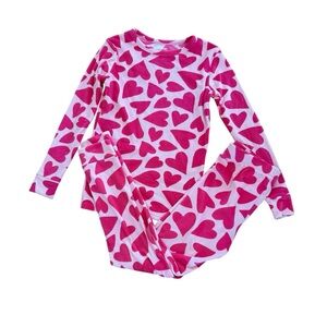 Cat and Jack Hearts Pink Pajamas Sleeper Long Sleeve Top Pants Soft Girls 14